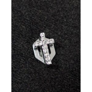 Keep Collective Silver Tone Rhinestone  Cross Slide Charm